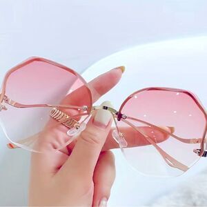 NEW Golden Pink Clear Ombré Boutique Hollywood Sunglasses